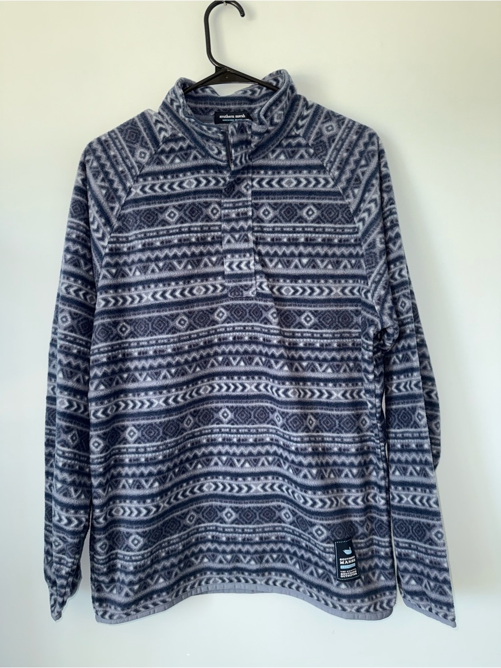 Southern Marsh Men's Navy and Gray Patterned Zip-Up Fleece